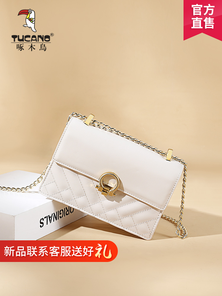 啄木鳥鏈條包包2019新款潮斜挎包女時尚優雅小方包單肩簡約女包